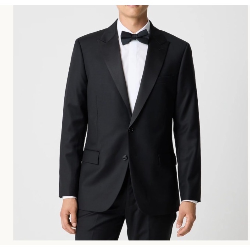 J.Crew Mens 36S Thompson Tuxedo Jacket Black Wool Peak Lapel AZ235 NEW